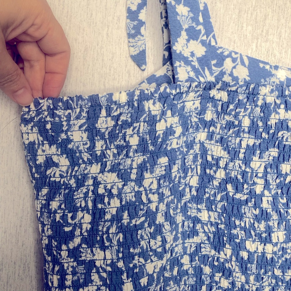NEW Old Navy Women's Fitted Tie Shoulder Cropped Dobby Corset Cami Top Blue XL - Picture 5 of 11